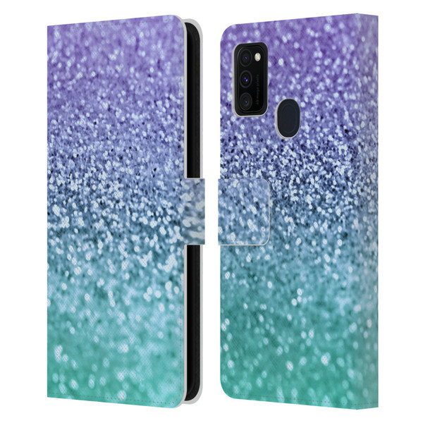 Monika Strigel Glitter Collection Lavender Leather Book Wallet Case Cover For Samsung Galaxy M30s (2019)/M21 (2020)