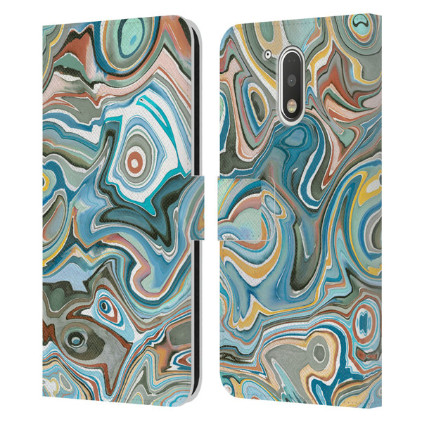 Ninola Abstract 3 Blue Mineral Agates Leather Book Wallet Case Cover For Motorola Moto G41