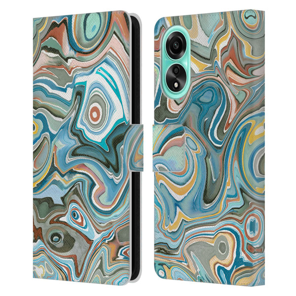 Ninola Abstract 3 Blue Mineral Agates Leather Book Wallet Case Cover For OPPO A78 4G