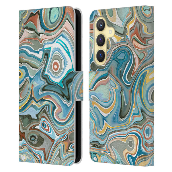 Ninola Abstract 3 Blue Mineral Agates Leather Book Wallet Case Cover For Samsung Galaxy S24 5G