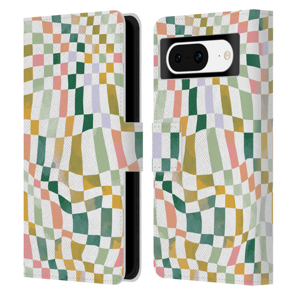 Ninola Checker Pattern Nostalgic Squares Leather Book Wallet Case Cover For Google Pixel 8
