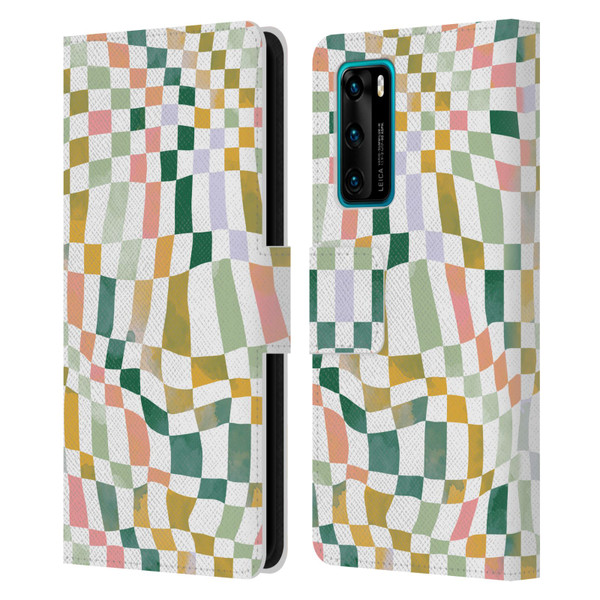 Ninola Checker Pattern Nostalgic Squares Leather Book Wallet Case Cover For Huawei P40 5G