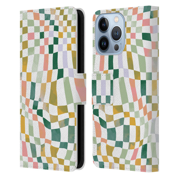 Ninola Checker Pattern Nostalgic Squares Leather Book Wallet Case Cover For Apple iPhone 13 Pro