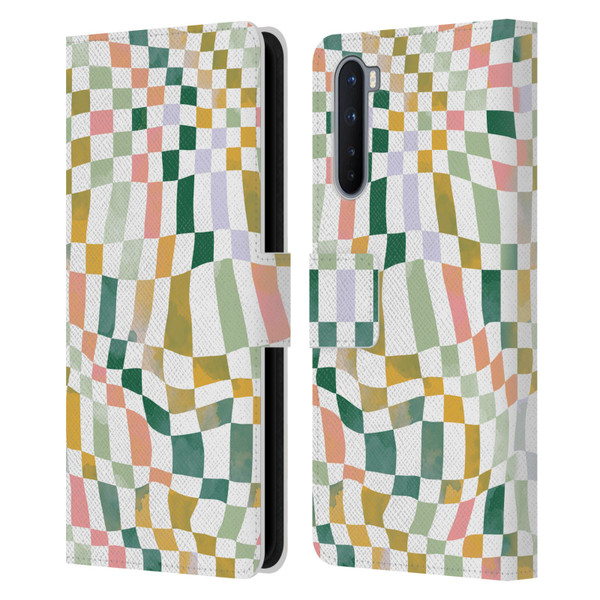 Ninola Checker Pattern Nostalgic Squares Leather Book Wallet Case Cover For OnePlus Nord 5G