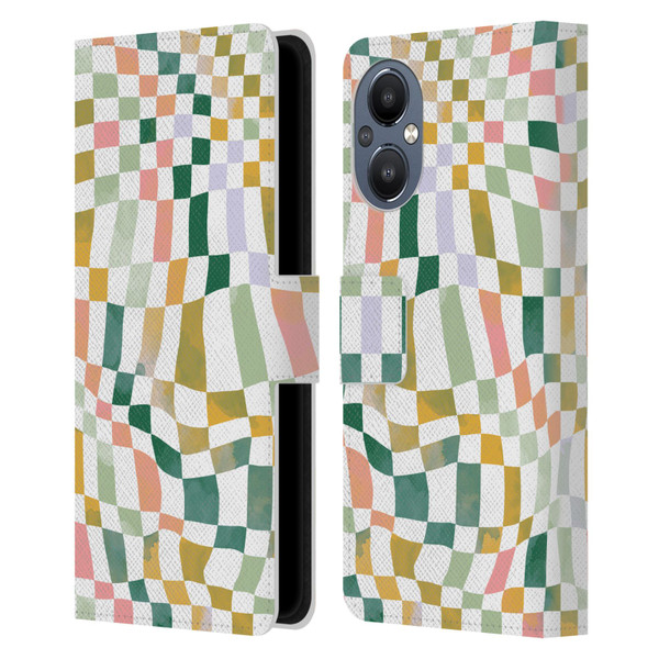 Ninola Checker Pattern Nostalgic Squares Leather Book Wallet Case Cover For OnePlus Nord N20 5G