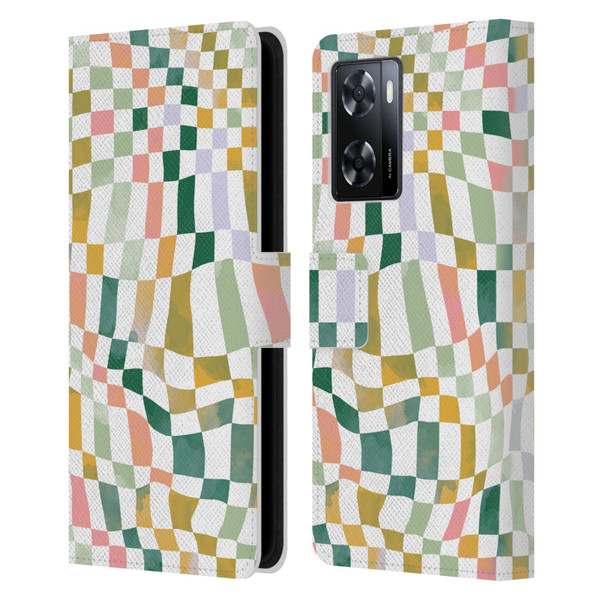 Ninola Checker Pattern Nostalgic Squares Leather Book Wallet Case Cover For OPPO A57s