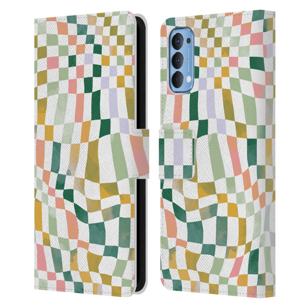 Ninola Checker Pattern Nostalgic Squares Leather Book Wallet Case Cover For OPPO Reno 4 5G