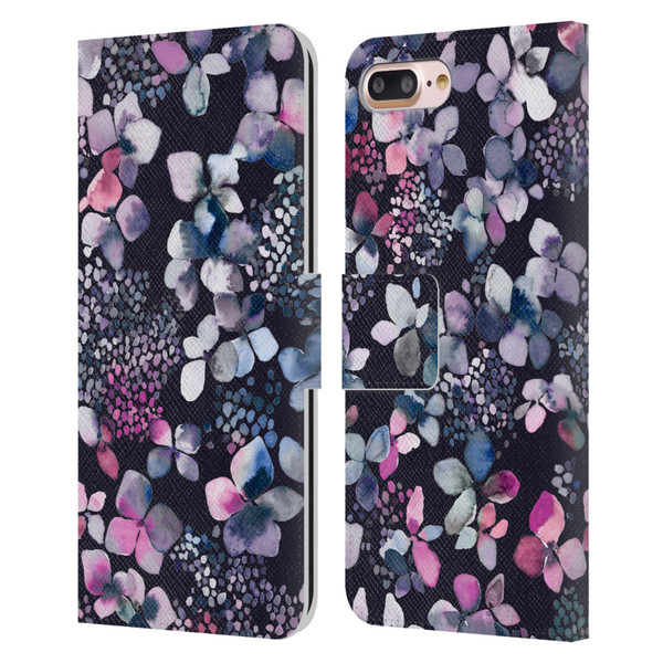 Ninola Floral Hydrangea Astronomical Leather Book Wallet Case Cover For Apple iPhone 7 Plus / iPhone 8 Plus