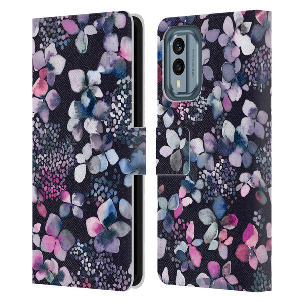 Ninola Floral Hydrangea Astronomical Leather Book Wallet Case Cover For Nokia X30
