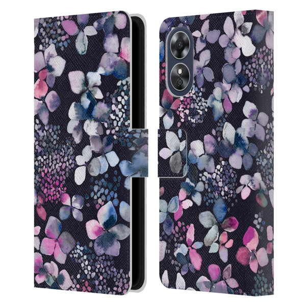 Ninola Floral Hydrangea Astronomical Leather Book Wallet Case Cover For OPPO A17