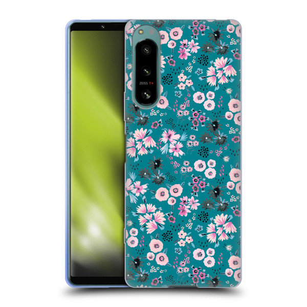 Ninola Floral Patterns Little Dark Turquoise Soft Gel Case for Sony Xperia 5 IV