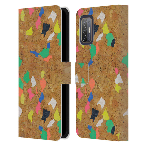 Ninola Freeform Patterns Vibrant Cork Leather Book Wallet Case Cover For HTC Desire 21 Pro 5G