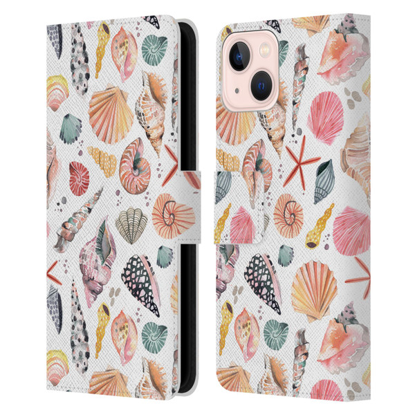Ninola Ocean Sea Shells Leather Book Wallet Case Cover For Apple iPhone 13