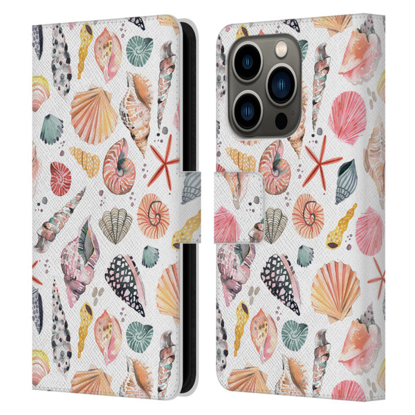 Ninola Ocean Sea Shells Leather Book Wallet Case Cover For Apple iPhone 14 Pro