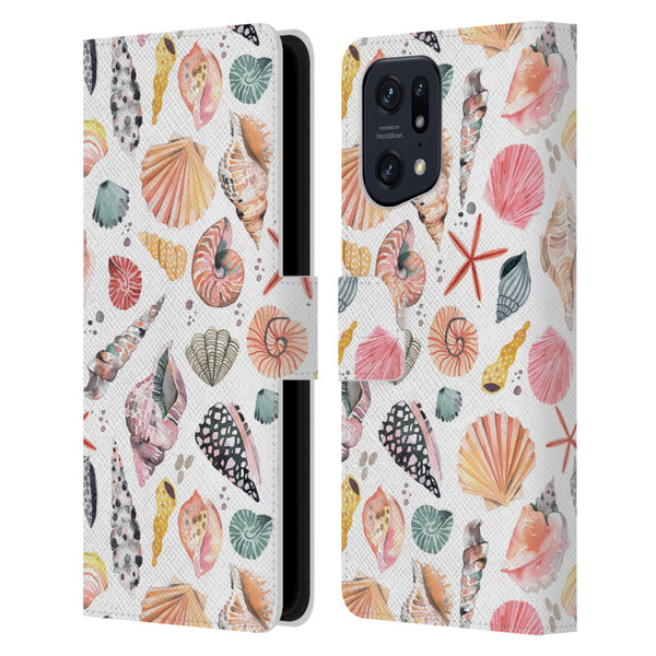 Ninola Ocean Sea Shells Leather Book Wallet Case Cover For OPPO Find X5