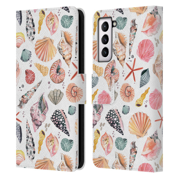 Ninola Ocean Sea Shells Leather Book Wallet Case Cover For Samsung Galaxy S21 5G