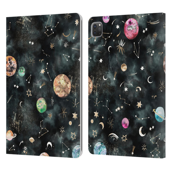 Ninola Watercolor Patterns Space Galaxy Planets Leather Book Wallet Case Cover For Apple iPad Pro 11 2020 / 2021 / 2022