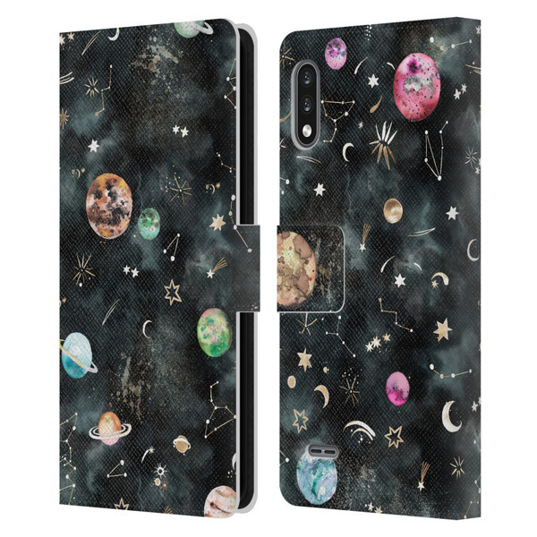 Ninola Watercolor Patterns Space Galaxy Planets Leather Book Wallet Case Cover For LG K22