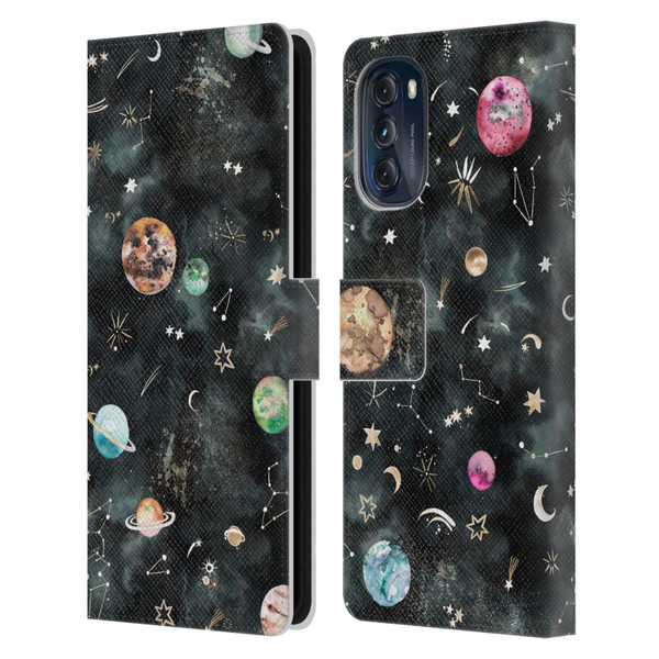Ninola Watercolor Patterns Space Galaxy Planets Leather Book Wallet Case Cover For Motorola Moto G (2022)