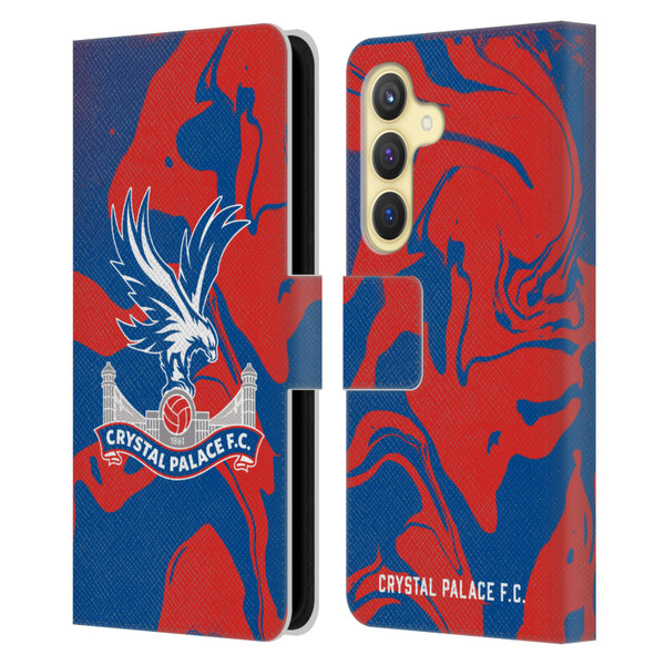 Crystal Palace FC Crest Red And Blue Marble Leather Book Wallet Case Cover For Samsung Galaxy S24 5G