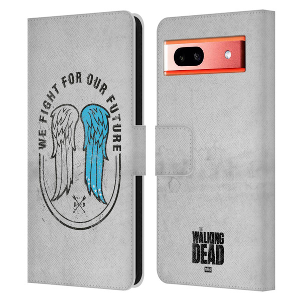 AMC The Walking Dead Daryl Dixon Iconic Wings Leather Book Wallet Case Cover For Google Pixel 7a