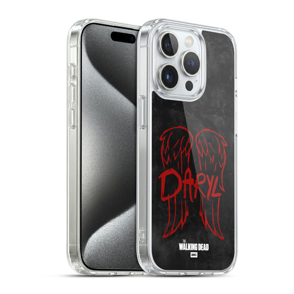 AMC The Walking Dead Daryl Dixon Iconic Wings Logo Soft Gel Case for Apple iPhone 15 Pro & MagSafe