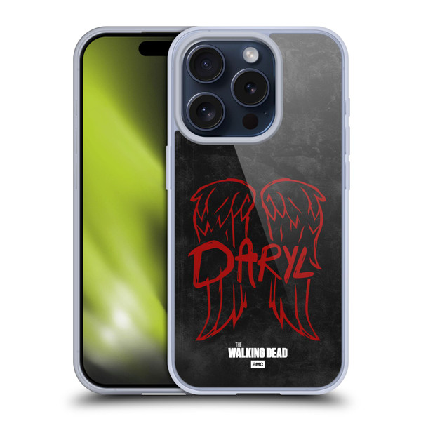 AMC The Walking Dead Daryl Dixon Iconic Wings Logo Soft Gel Case for Apple iPhone 15 Pro