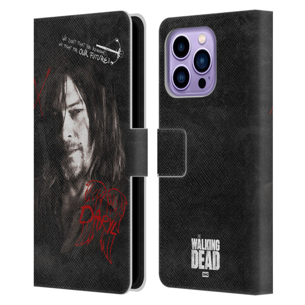 AMC The Walking Dead Daryl Dixon Iconic Grafitti Leather Book Wallet Case Cover For Apple iPhone 14 Pro Max