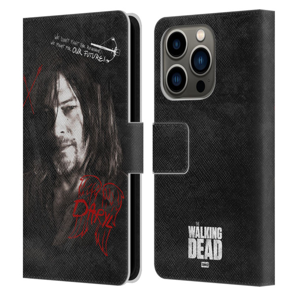 AMC The Walking Dead Daryl Dixon Iconic Grafitti Leather Book Wallet Case Cover For Apple iPhone 14 Pro