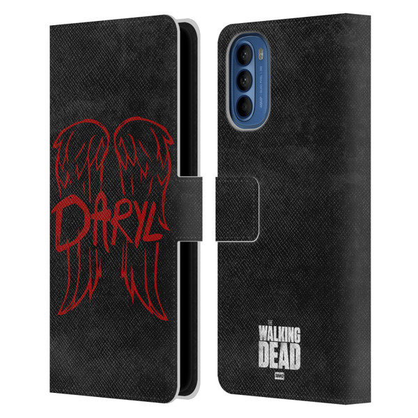 AMC The Walking Dead Daryl Dixon Iconic Wings Logo Leather Book Wallet Case Cover For Motorola Moto G41