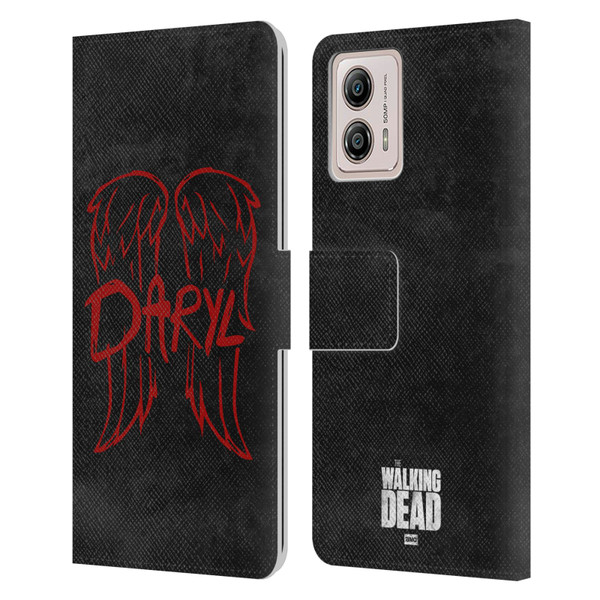 AMC The Walking Dead Daryl Dixon Iconic Wings Logo Leather Book Wallet Case Cover For Motorola Moto G53 5G