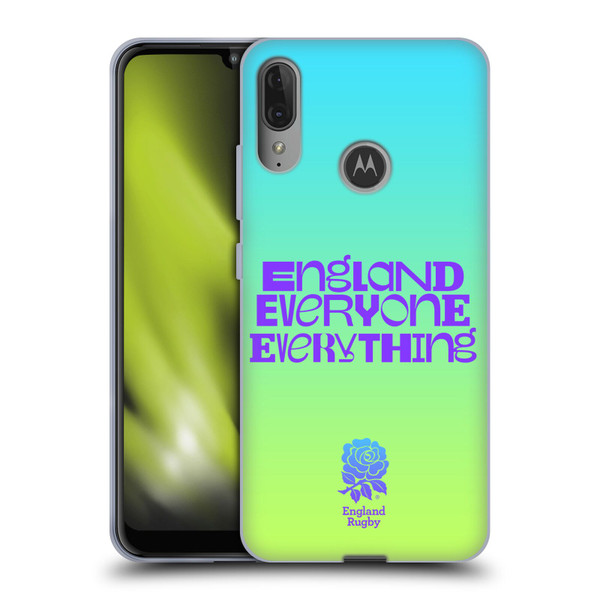 England Rugby Union This Rose Means Everything Slogan in Cyan Soft Gel Case for Motorola Moto E6 Plus