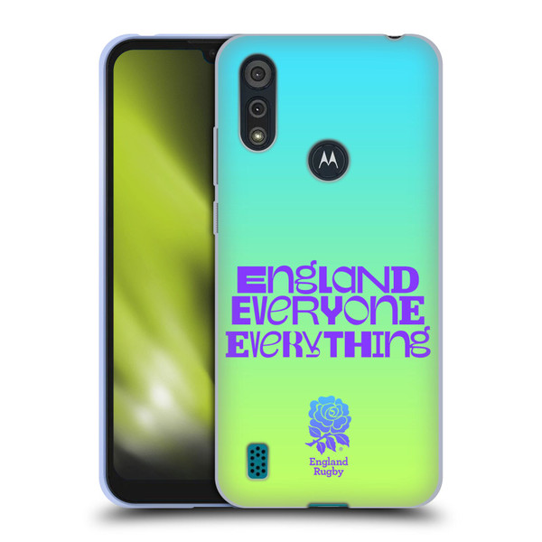 England Rugby Union This Rose Means Everything Slogan in Cyan Soft Gel Case for Motorola Moto E6s (2020)