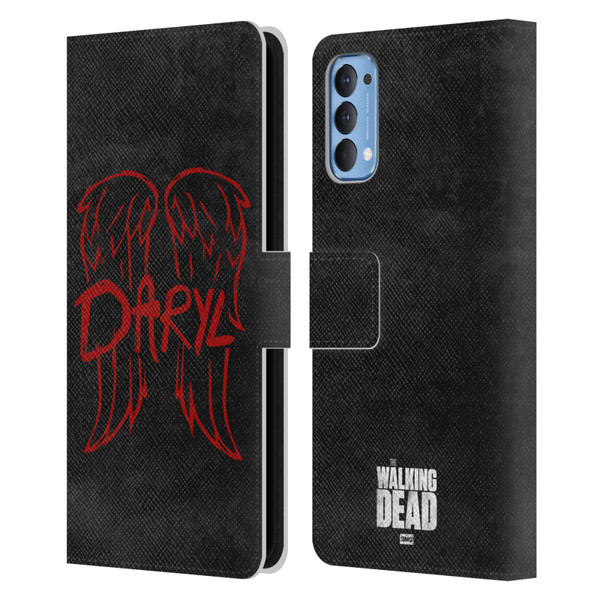 AMC The Walking Dead Daryl Dixon Iconic Wings Logo Leather Book Wallet Case Cover For OPPO Reno 4 5G