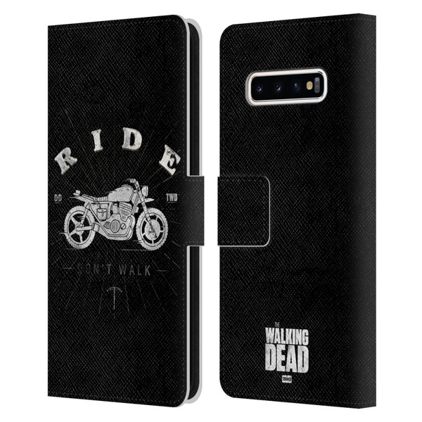 AMC The Walking Dead Daryl Dixon Iconic Ride Don't Walk Leather Book Wallet Case Cover For Samsung Galaxy S10+ / S10 Plus