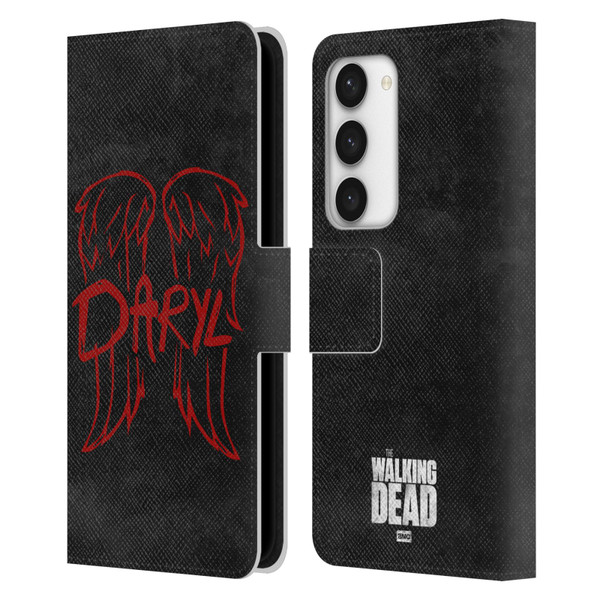 AMC The Walking Dead Daryl Dixon Iconic Wings Logo Leather Book Wallet Case Cover For Samsung Galaxy S23 5G