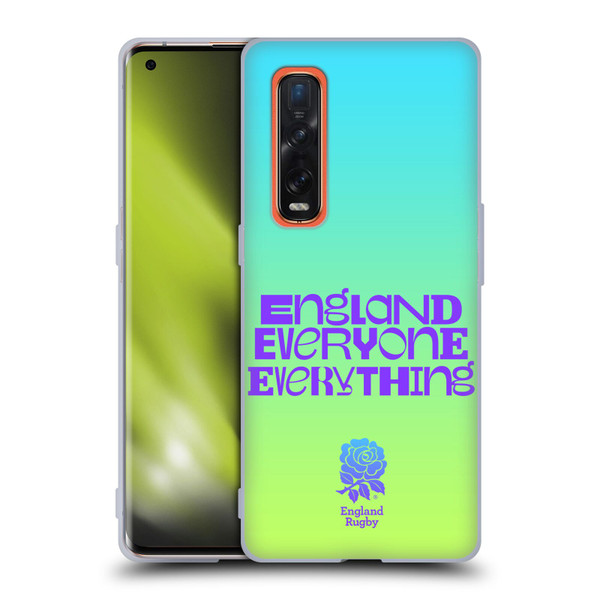 England Rugby Union This Rose Means Everything Slogan in Cyan Soft Gel Case for OPPO Find X2 Pro 5G