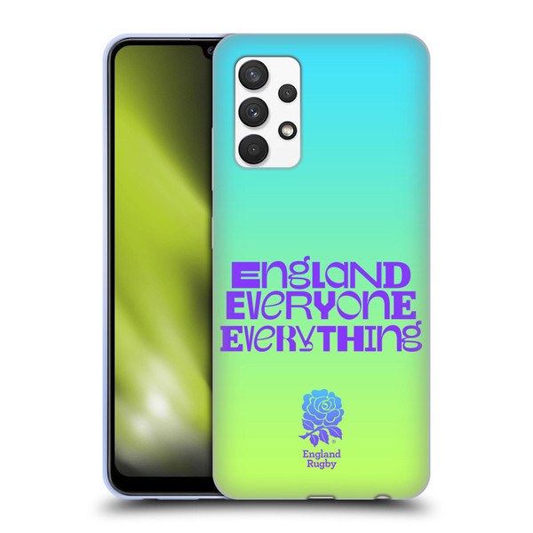 England Rugby Union This Rose Means Everything Slogan in Cyan Soft Gel Case for Samsung Galaxy A32 (2021)