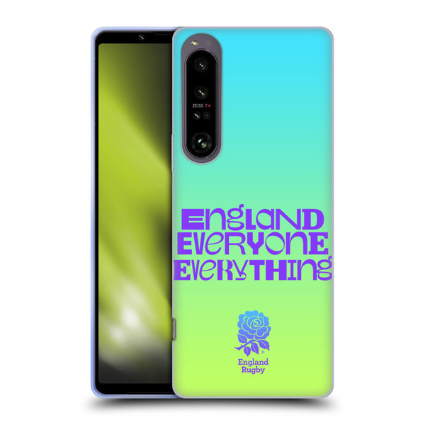 England Rugby Union This Rose Means Everything Slogan in Cyan Soft Gel Case for Sony Xperia 1 IV