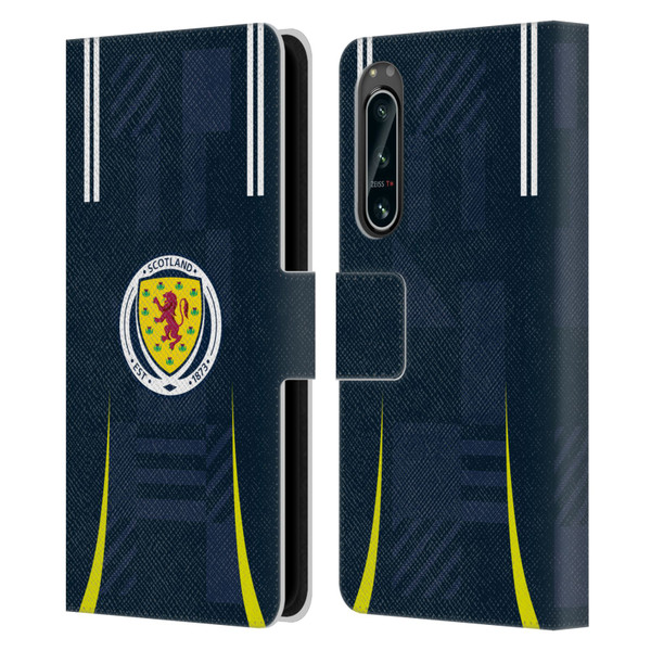 Scotland National Football Team 2024/25 Kits Home Leather Book Wallet Case Cover For Sony Xperia 5 IV
