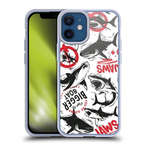 Jaws Art Pattern Doodle Soft Gel Case for Apple iPhone 12 Mini