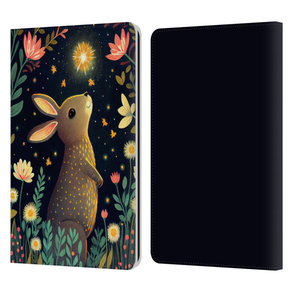 JK Stewart Art Rabbit Catching Falling Star Leather Book Wallet Case Cover For Amazon Kindle Paperwhite 1 / 2 / 3