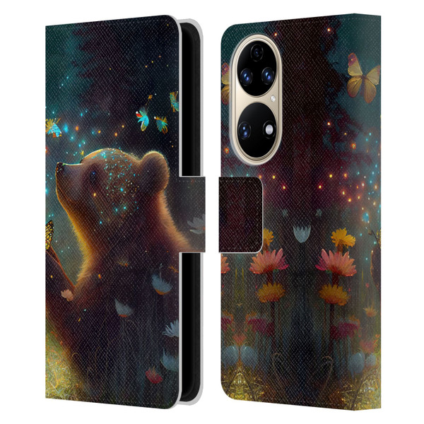 JK Stewart Art Bear Leather Book Wallet Case Cover For Huawei P50