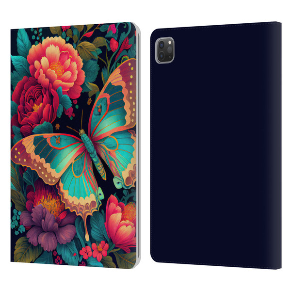JK Stewart Art Butterfly And Flowers Leather Book Wallet Case Cover For Apple iPad Pro 11 2020 / 2021 / 2022