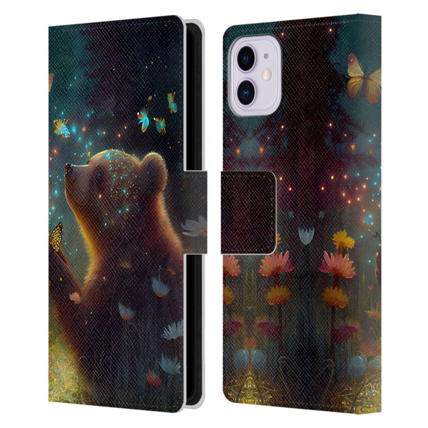 JK Stewart Art Bear Leather Book Wallet Case Cover For Apple iPhone 11