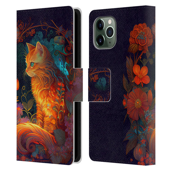JK Stewart Art Cat Leather Book Wallet Case Cover For Apple iPhone 11 Pro
