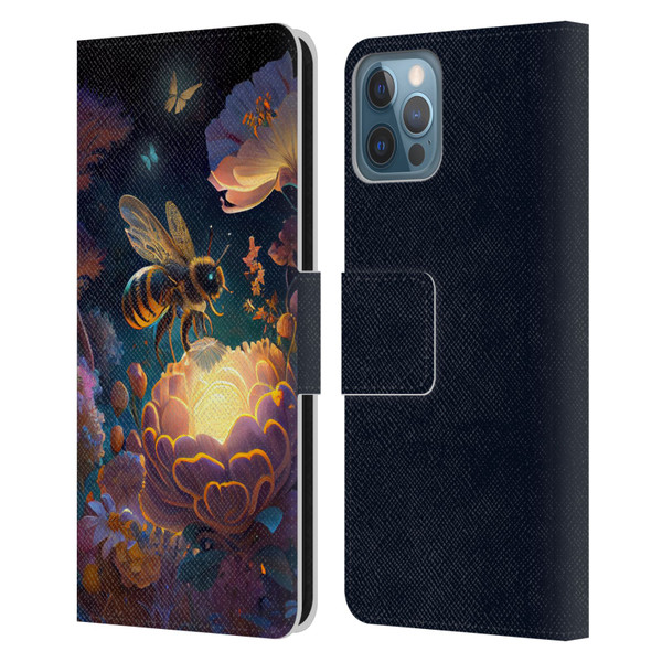 JK Stewart Art Bee Leather Book Wallet Case Cover For Apple iPhone 12 / iPhone 12 Pro
