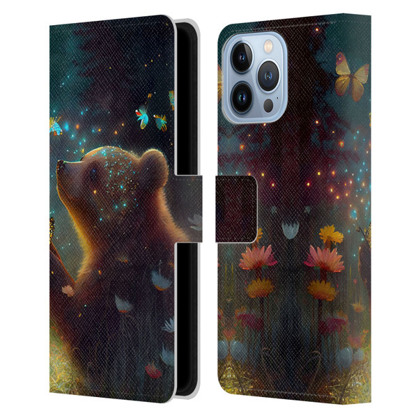 JK Stewart Art Bear Leather Book Wallet Case Cover For Apple iPhone 13 Pro Max