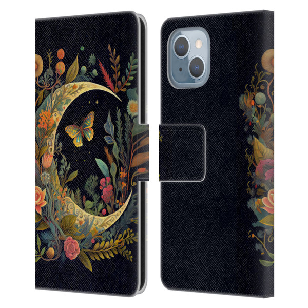 JK Stewart Art Crescent Moon Leather Book Wallet Case Cover For Apple iPhone 14