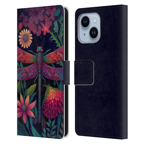 JK Stewart Art Dragonfly Purple Leather Book Wallet Case Cover For Apple iPhone 14 Plus